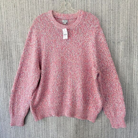 J. Crew Factory Pink Blue Cream Cotton Crewneck chunky Sweater XXL - Picture 1 of 5